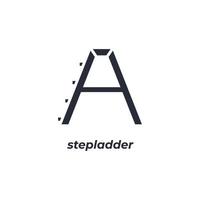 Vector sign stepladder symbol is isolated on a white background. icon color editable.