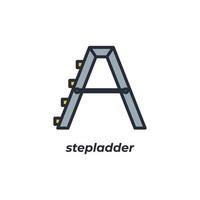 Vector sign stepladder symbol is isolated on a white background. icon color editable.