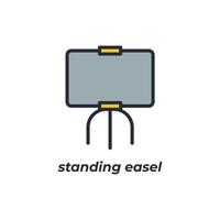 Vector sign standing easel symbol is isolated on a white background. icon color editable.