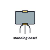 Vector sign standing easel symbol is isolated on a white background. icon color editable.