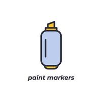 Vector sign paint markers symbol is isolated on a white background. icon color editable.