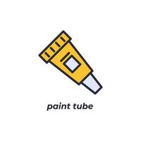 Vector sign paint tube symbol is isolated on a white background. icon color editable.