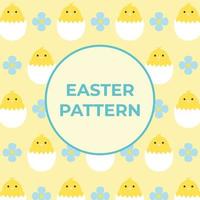 Easter Spring Decorative Pattern With Chickens For Package, Backdrop. Flat Style Vector Illustration