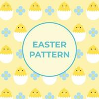 Easter Spring Decorative Pattern With Chickens For Package, Backdrop. Flat Style Vector Illustration