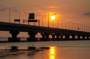 Penang Bridge during sunset hour. photo