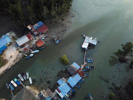 Aerial view Malays fishing village photo