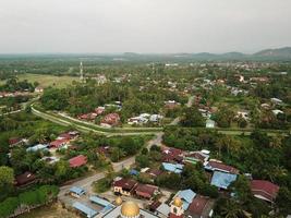 Drone view Malays kampung at Penanti in evening photo