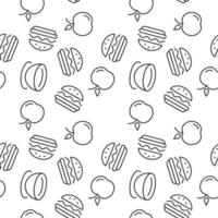 Vector repeating seamless pattern of apple and hamburger for wallpapers, wrappers, postcards, backgrounds