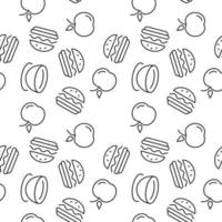 Vector repeating seamless pattern of apple and hamburger for wallpapers, wrappers, postcards, backgrounds