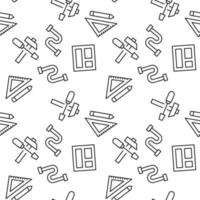 Vector seamless pattern of pipe, window, liner, pencil, hammer, screwdriver on white background. It can be used for textile, backgrounds, placards