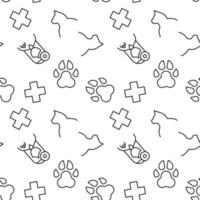 Seamless pattern of cat, nurse, medical cross, paw. Suitable for shops, web sites and applications, media, backgrounds vector