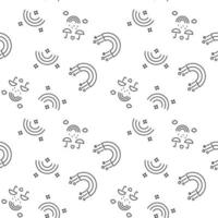 Monochrome vector seamless pattern of various rainbows with umbrellas and stars for web sites and polygraphy