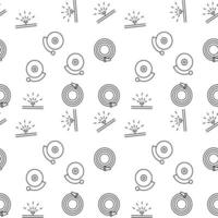 Vector seamless pattern of fire hose, shower, fire alarm on white background. It can be used for printing on various surfaces