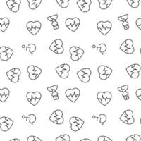 Vector seamless pattern of wheelchair, doctor, pulse, cardiogram on white background. It can be used for printing on various surfaces