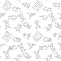 Vector seamless pattern of floor plan, builder, construction worker, compass, liner, pencil is made of various element