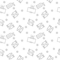 Vector seamless pattern of easel, spray with dye, stars is made of various element