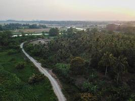 Aerial view green scenery rural area photo