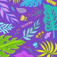 Exotic floral pattern with colorful tropical flowers and tropical leaves illustration background template for trendy folk style modern floral background photo