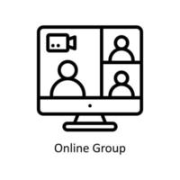 Online Group Vector outline Icons. Simple stock illustration stock