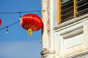 A red chinese new year is hang at heritage house photo