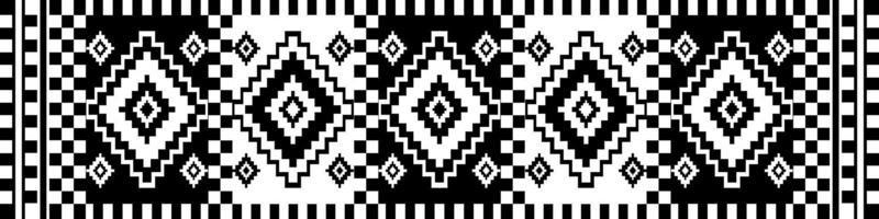 Southwest geometric black and white pattern. Monochrome ethnic geometric square diamond pattern. Aztec kilim pattern use for border, carpet, area rug, tapestry, mat, home decoration elements. vector