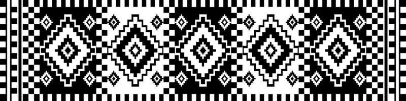 Southwest geometric black and white pattern. Monochrome ethnic geometric square diamond pattern. Aztec kilim pattern use for border, carpet, area rug, tapestry, mat, home decoration elements. vector