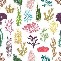 Underwater seaweed plants seamless pattern vector