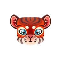 Cartoon tiger kawaii square animal predator face vector