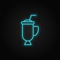 cocktail, drink neon icon. Blue and yellow neon vector icon.