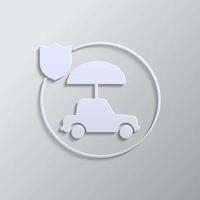 car, insurance, icon, vector, insurable, fuse paper style. Grey color vector background- Paper style vector icon. on white background