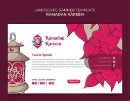 femenino antecedentes diseño para Ramadán kareem con linterna y rosado hojas en mano dibujado diseño vector