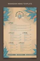 Ramadan Iftar menu template design with simple grass in hand drawn design vector