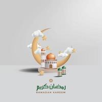 sencillo y limpiar ramadhan vector antecedentes con 3d moderno ornamento