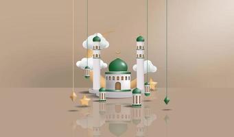 Ramadan kareem simple background with 3d ornament illustration vector