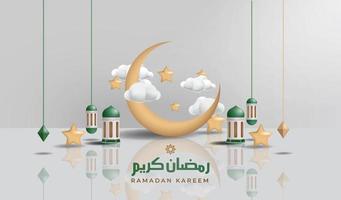 Islamic template background with 3d ornaments vector