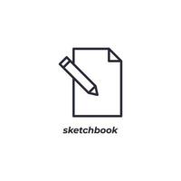 Vector sign sketchbook symbol is isolated on a white background. icon color editable.