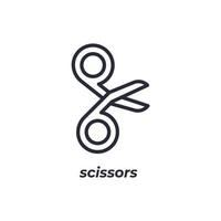 Vector sign scissors symbol is isolated on a white background. icon color editable.