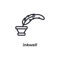 Vector sign inkwell symbol is isolated on a white background. icon color editable.