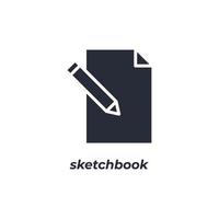 Vector sign sketchbook symbol is isolated on a white background. icon color editable.