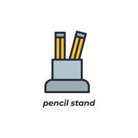 Vector sign pencil stand symbol is isolated on a white background. icon color editable.