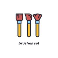 Vector sign brushes set symbol is isolated on a white background. icon color editable.