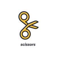 Vector sign scissors symbol is isolated on a white background. icon color editable.