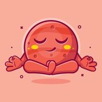 calma Marte planeta personaje mascota con yoga meditación actitud aislado dibujos animados en plano estilo diseño vector