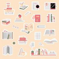 conjunto de beige libro pegatinas vector