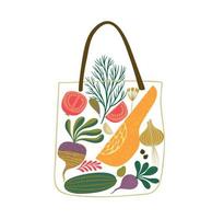 Vector illustration of fruits and vegetables in a bag. Healthy food. Isolated element for design