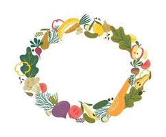 vector marco con frutas y vegetales. sano comida ilustración. aislado elemento diseño