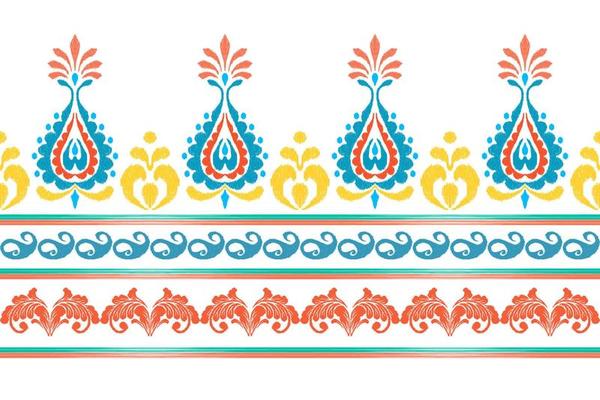 Abstract Hand Drawing Bohemian Ikat Ethnic Tribal Geometric Shapes Seamless Vector Pattern Isolated Background