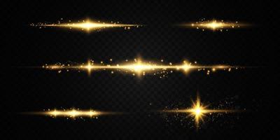 Collection of various golden glowing stars vector