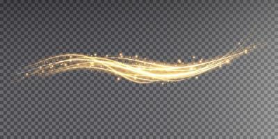 Abstract light lines of motion and speed in golden color. vector