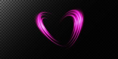 Abstract pink light lines of movement and speed in the shape of heart. Glow light effect. vector